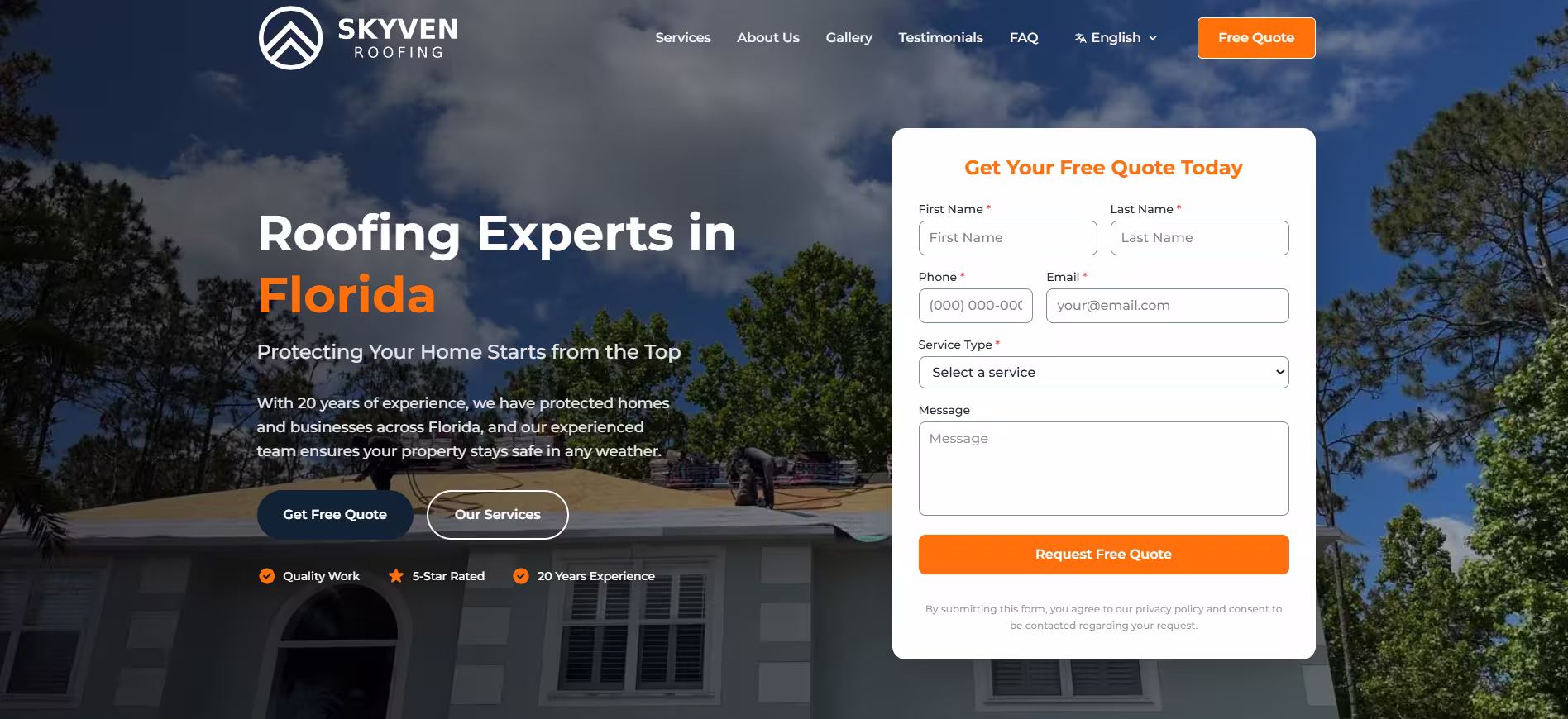 Skyven Roofing Website
